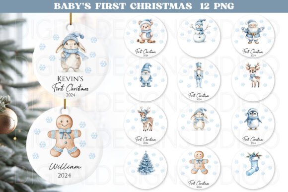 Baby s First Christmas Ornament Png, Boy Illustrations