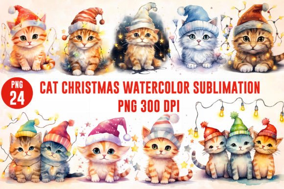 Cat Christmas Watercolor Sublimation: A Designer's Review of Seasonal Illustrations
