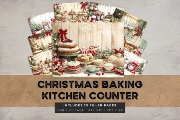 Christmas Baking Junk Journal Paper: Warm Illustrations for Seasonal Branding