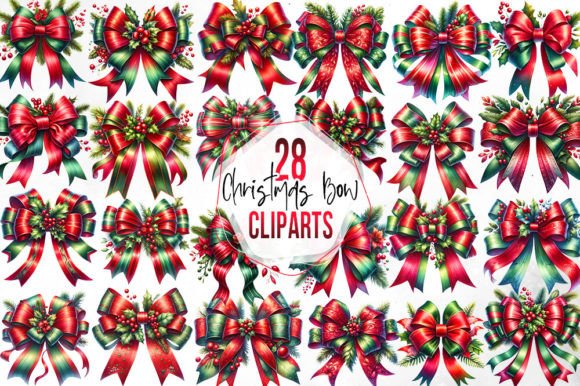 Christmas Bows Clipart Bundle: Premium Illustrations for Modern Publishing