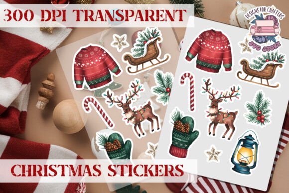 Christmas Cute Sticker Sheet PNG: Illustrations for Festive Branding