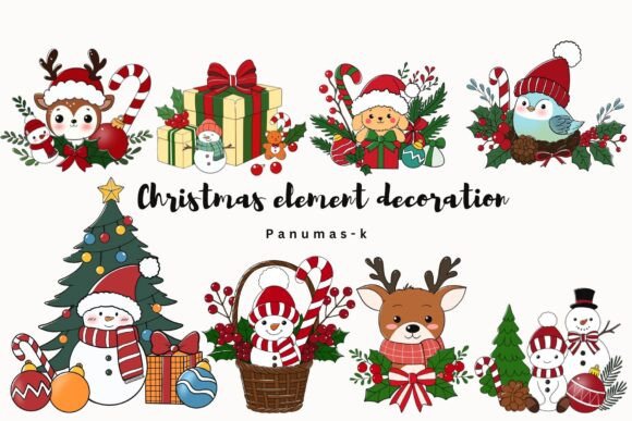Christmas Element Decoration: Premium Illustrations for Modern Publishing