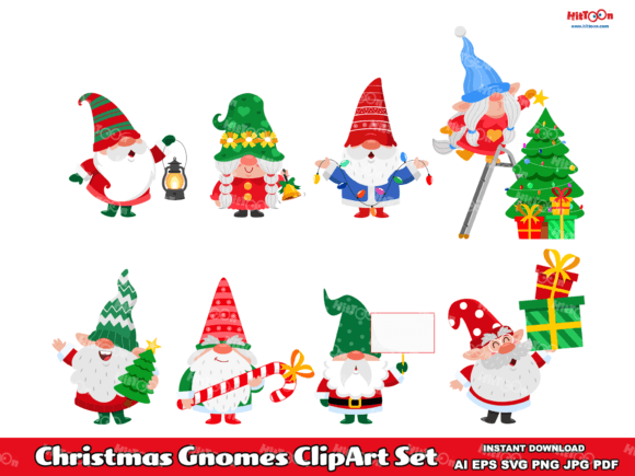 Christmas Gnomes ClipArt Set: Modern Illustrations for Editorial & Web