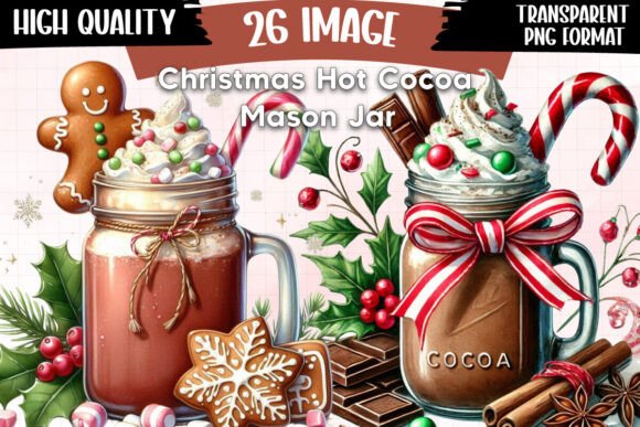 Christmas Hot Cocoa Mason Jar ClipArt s Illustrations Review
