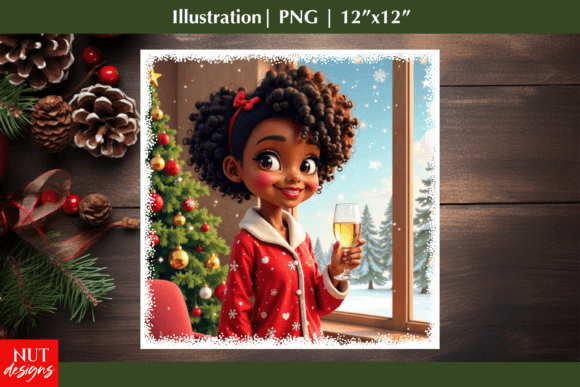 Christmas Illustration, Black Woman Review for Crafters