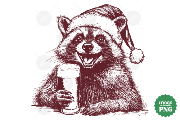 Christmas Sarcastic Santa Raccoon Beer Illustrations Review