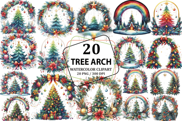 Christmas Tree Arch Sublimation Clipart: A Designer's Review of Illustrations