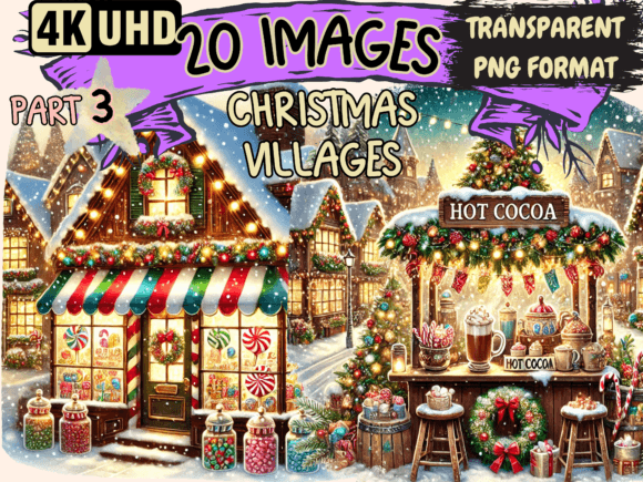 Christmas Villages Clipart P3: Festive Illustrations for Handmade Creators