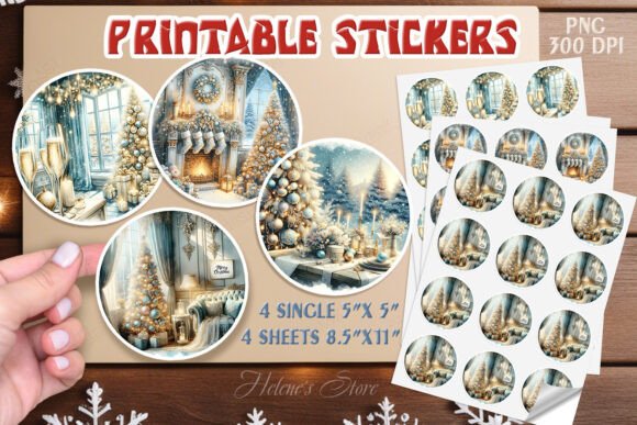 Christmas Watercolor Stickers Printable: Festive Illustrations for Local Brands