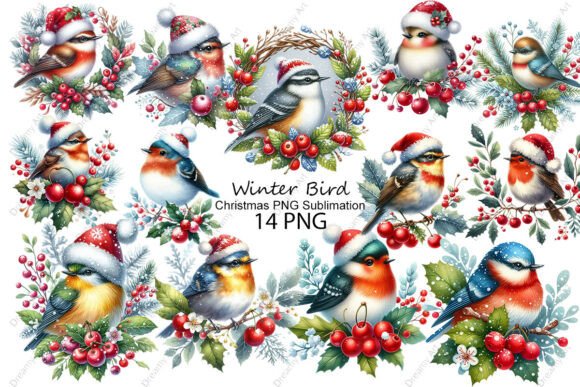 Christmas Winter Bird PNG Sublimation: Fresh Illustrations for Blog Design