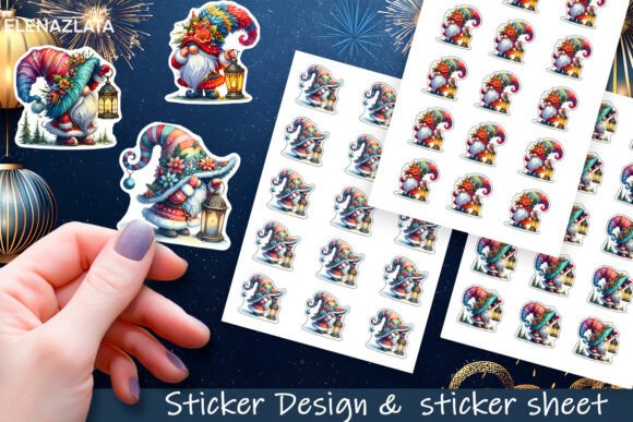Cute Christmas Gnomes Stickers Gnomes Freebies for Holiday Branding