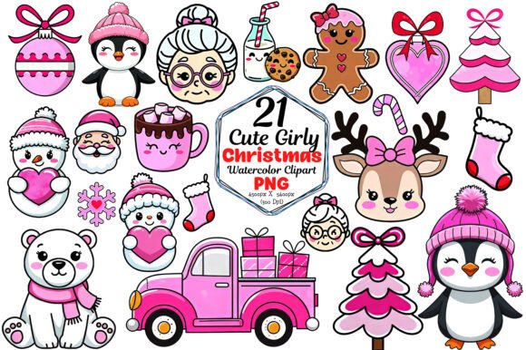Cute Girly Christmas Sublimation Bundle: Fresh Illustrations for Seasonal Content