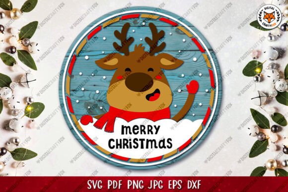 Deer SVG, Merry Christmas Hanger SVG for Illustrations