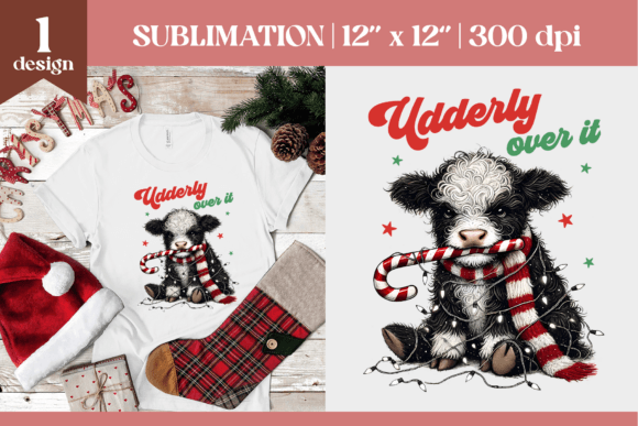 Grumpy Christmas Cow Sublimation Design Review for Illustrations