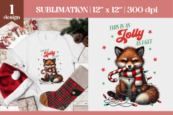 Grumpy Christmas Fox Sublimation Design for Illustrations