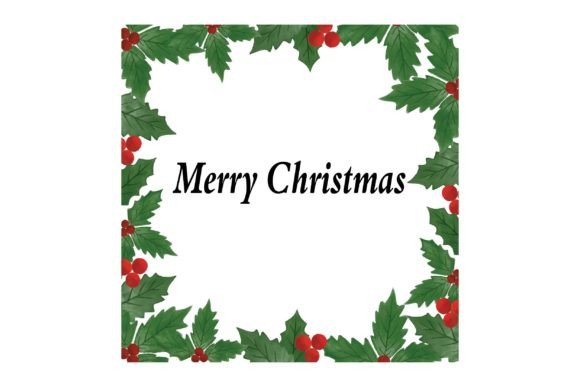 Holly Plant Frame for Christmas Greeting in Illustrations