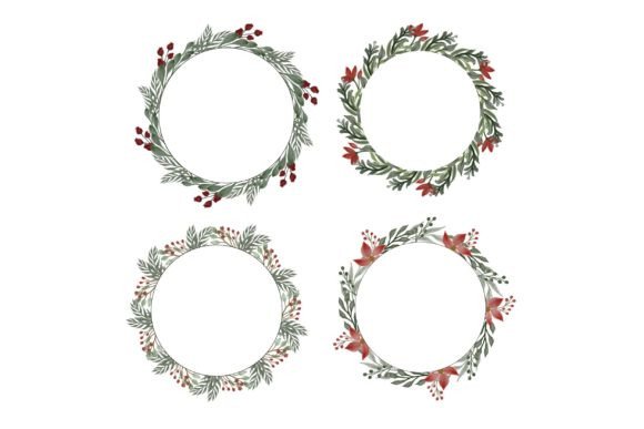 Red Floral Wreath for Christmas Card Illustrations Review