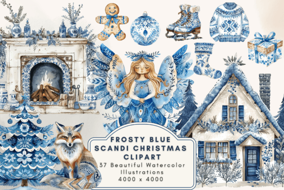 Scandinavian Blue Christmas Clipart Embroidery Review