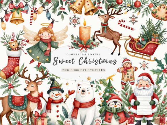 Sweet Cute Christmas Mrs Santa Claus PNG for Illustrations