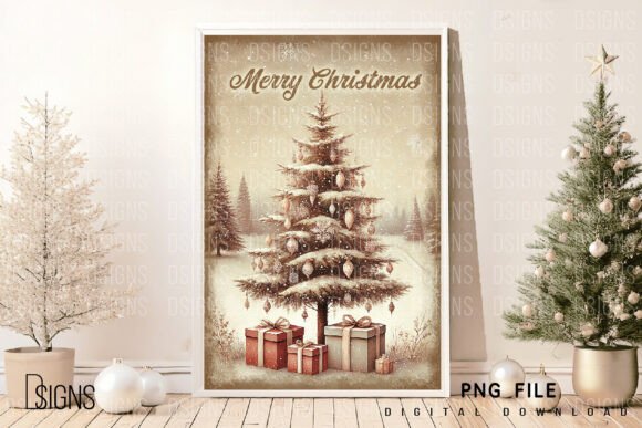 Vintage Christmas Tree Png Sign Wall Art Review