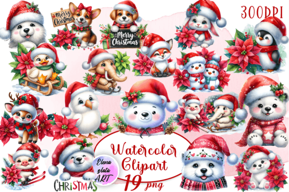 Watercolor Christmas Cute Animal Clipart Embroidery Review