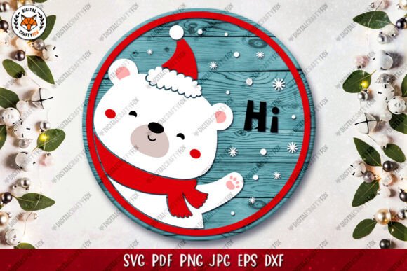 White Bear Hi SVG,Christmas Bear SVG for Modern Illustrations