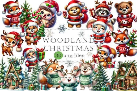 Woodland Christmas Clipart PNG for Modern Illustrations